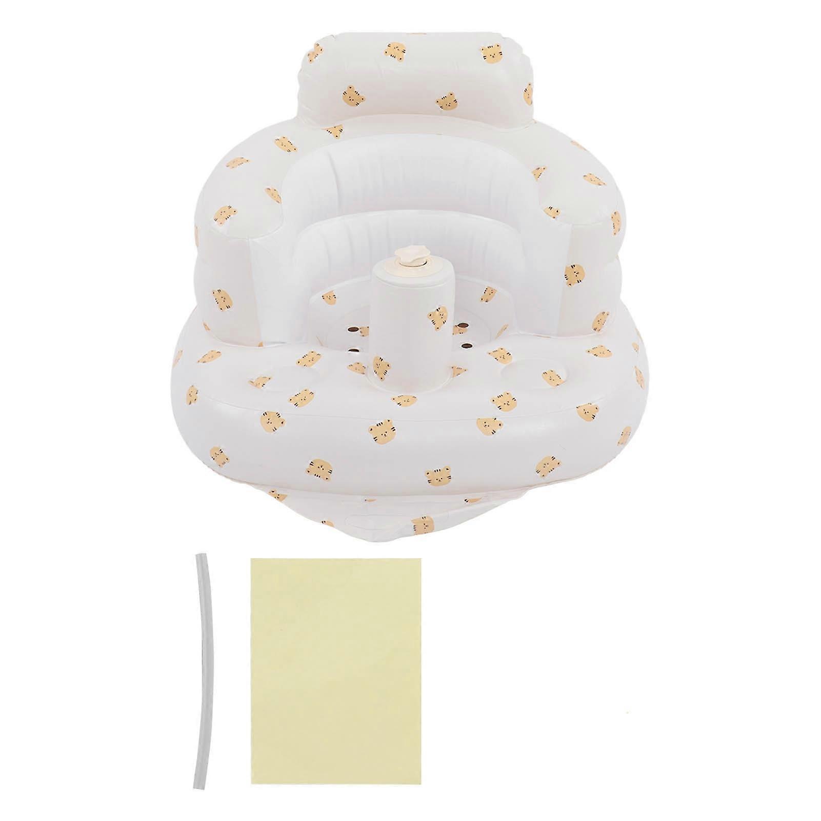 Baby Inflatable Bath Seat Soft PVC Cartoon Animal Pattern Bath Learning Chair