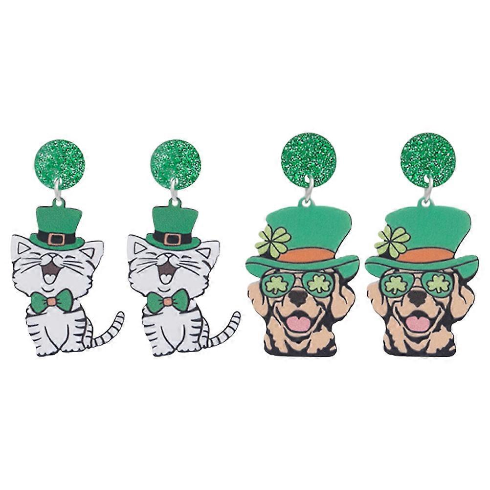 Irish Earrings Patricks Day For Women Durable Coating Assorted Color 2Pairs