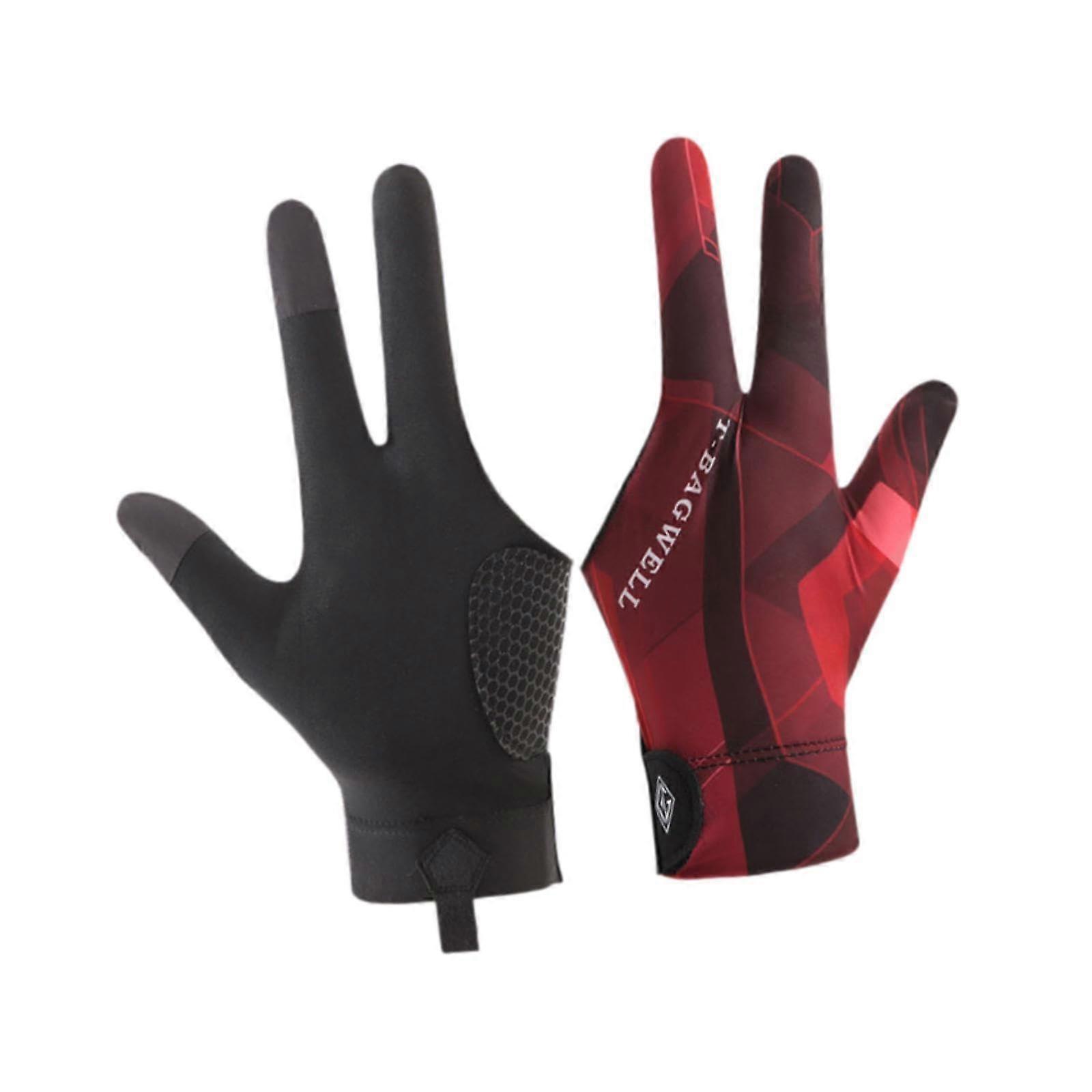 Pool Gloves Cue Gloves Accessories Billiard Gloves Professional Snooker Gloves for Practice Training Indoor Men Black Red Right Hand