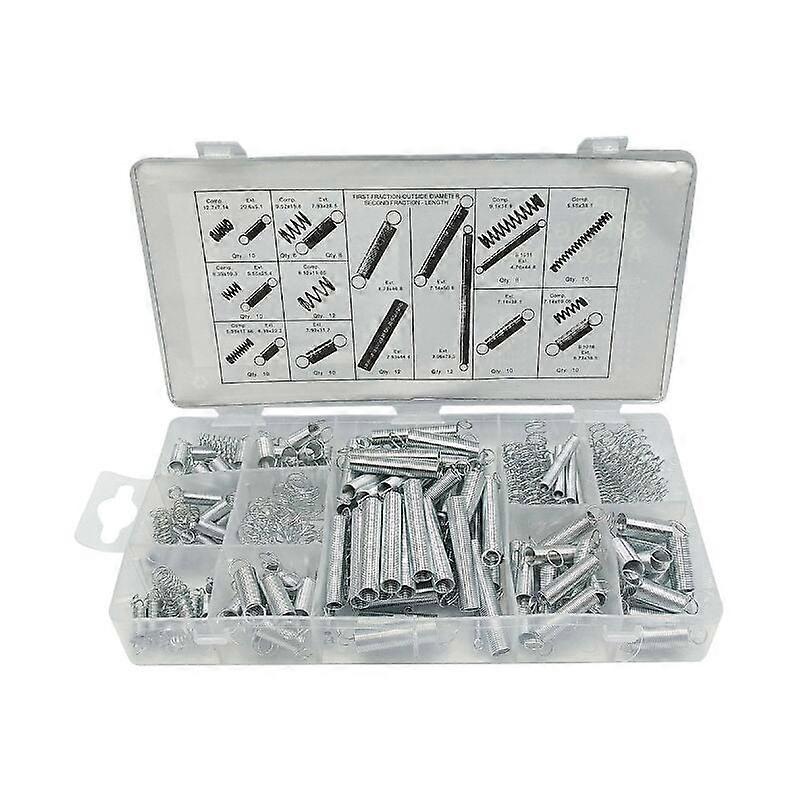 Compression & Tension Spring Assortment in Steel with Storage Box - 200pcs