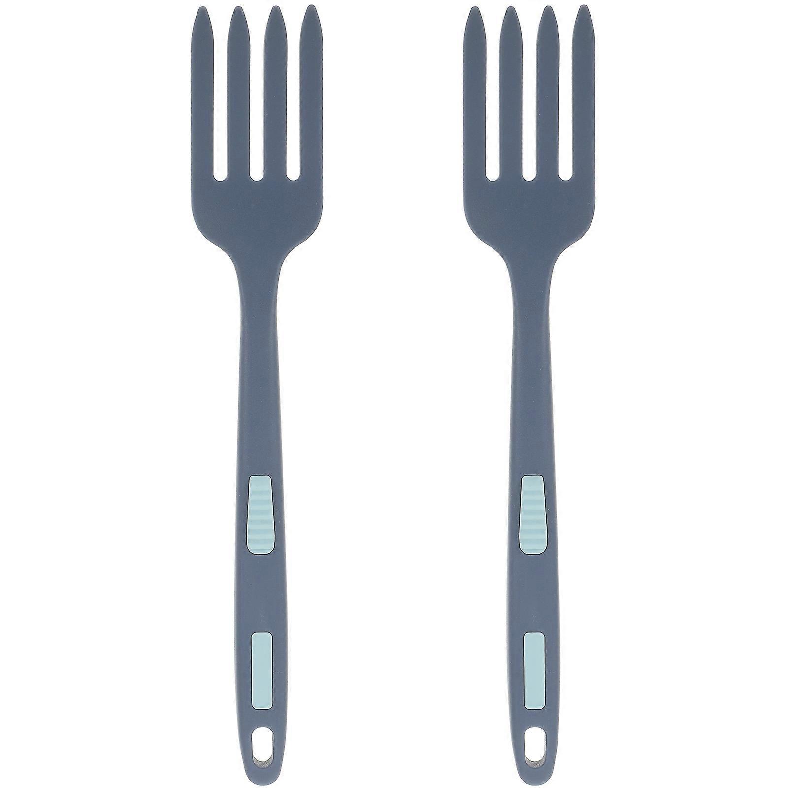 Silicone Fork For Cooking Nonstick Blending Fork Dark Blue 29.50X5.00X2.40cm For Family Use 2Pcs
