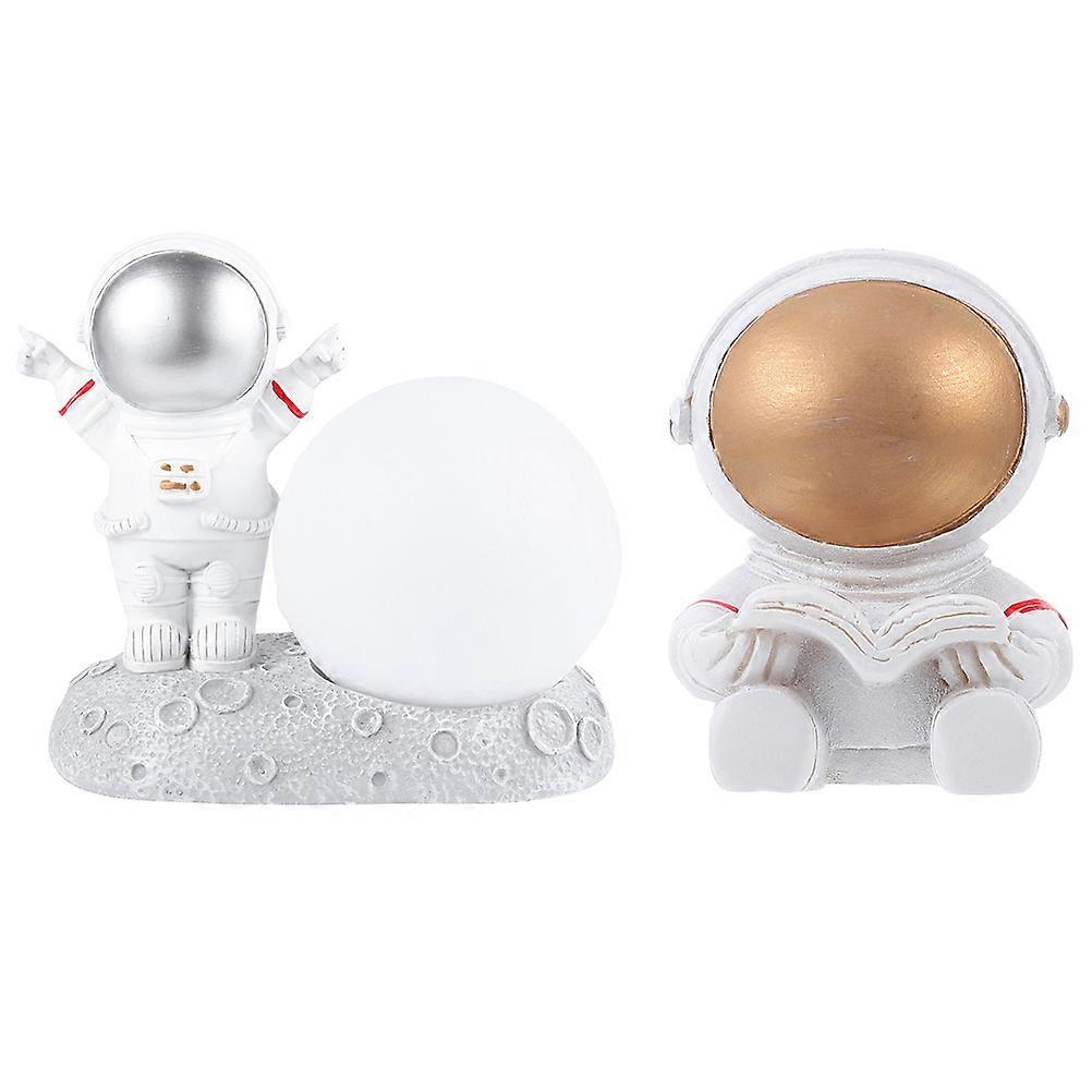 Astronaut Figurine Decor Resin LED Figurine Party Celebration 2Pcs