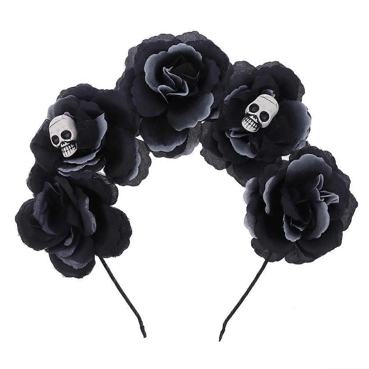 Dress Up Headband Skull Decoration Halloween Design Circular Black 20 x 20 x 5 Cm 1Pcs
