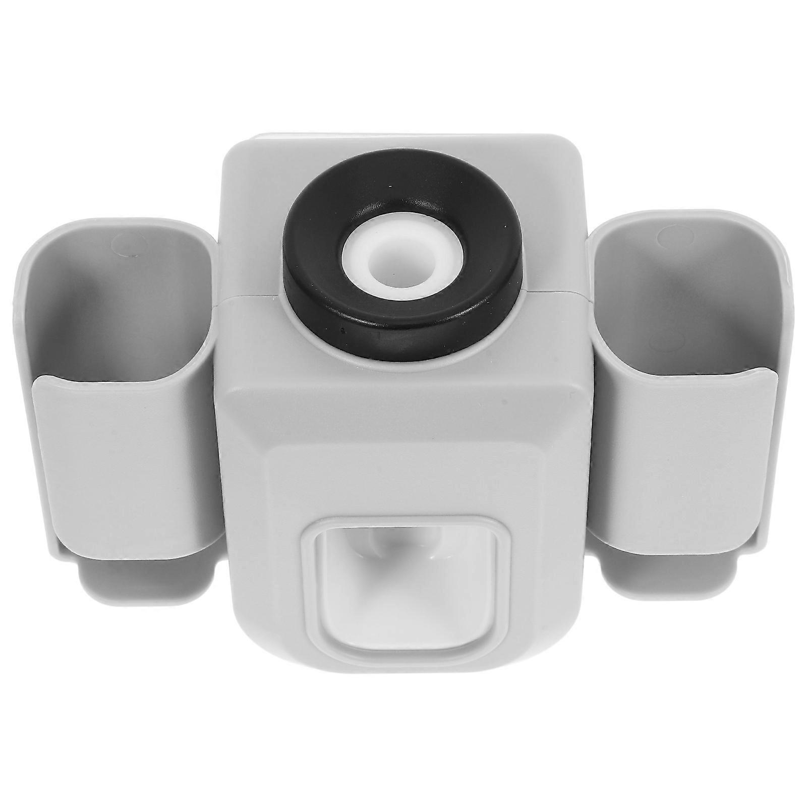 Plastic Toothbrush Holder Wall Mounted Toothpaste Squeezing Bathroom Organizer Grey 4.9X3.5X2.4in 1Pack