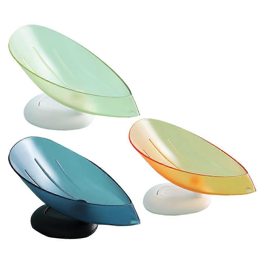 3Pcs Soap Dishes Shower Holder Suction Cup Racks Sponge Container Random Color