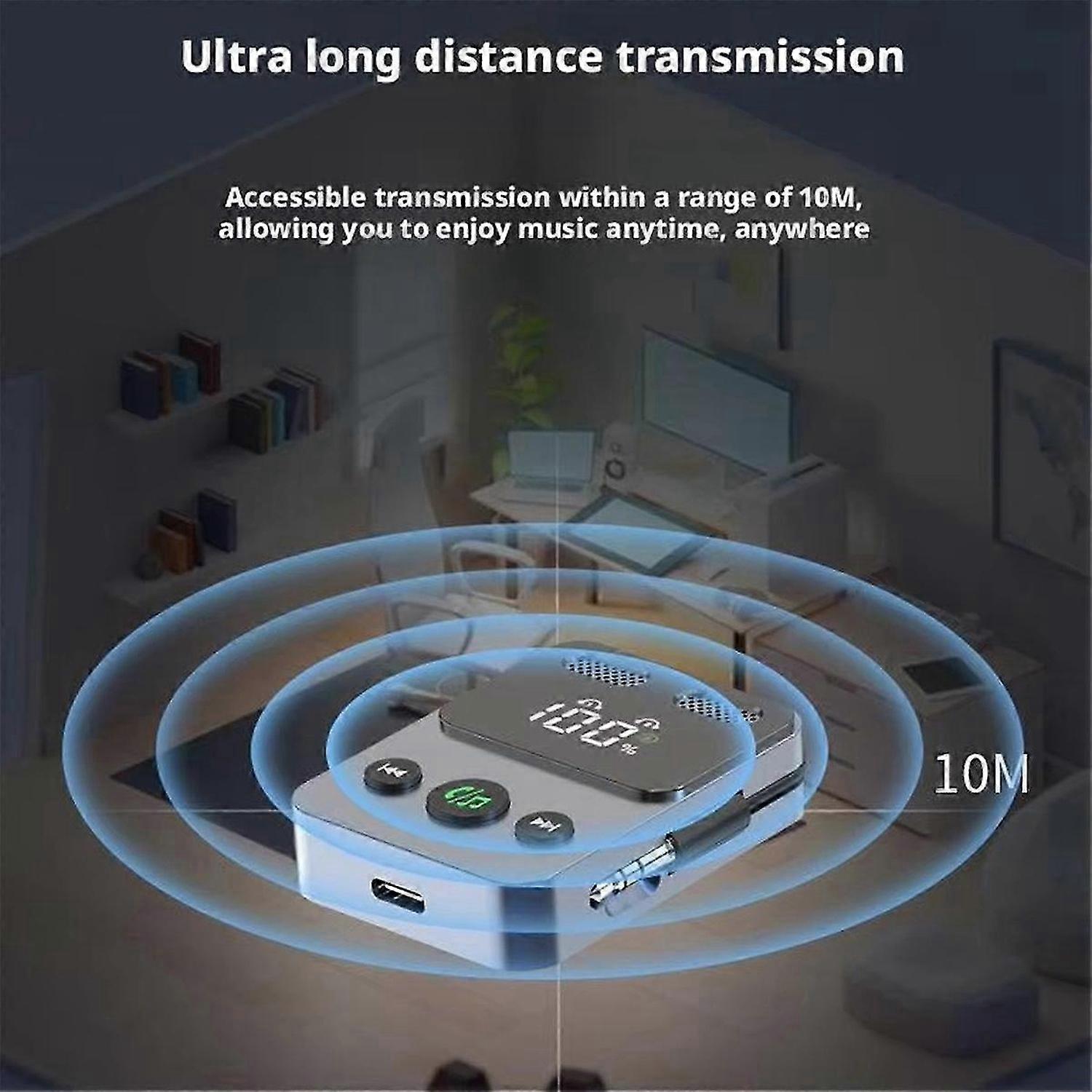 Bluetooth 5.3 Transmitter Receiver Aux Adapter Technology A2DP Hands-Free Calling Wireless Audio Ada