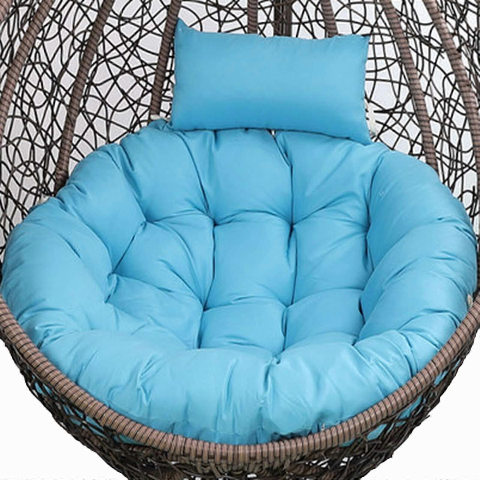 Swing chair cushion, round, thick, washable cover for hammocks (Blue)