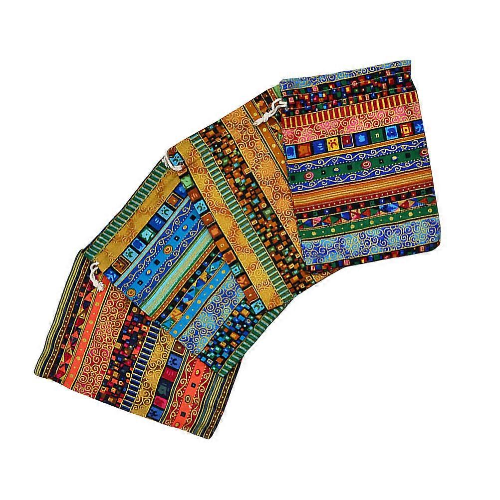 4pcs Ethnic Style Drawstring Gift Bags Reusable Candy Pouches for Item Storage and Festive Packaging