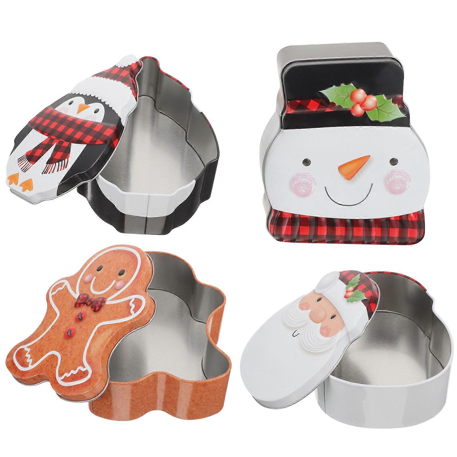 4pcs Christmas Tin Box for Cookies, Candy & Biscuits – Festive Storage Containers for Holiday Treats