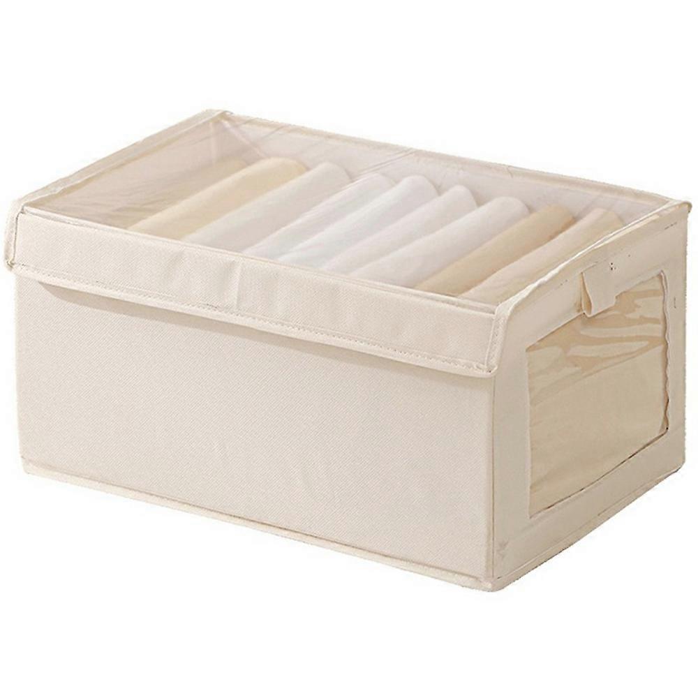 Size L Clear Window Oxford Fabric Foldable Storage Box with Lid for Closet Clothes Organizer, 40 x 2