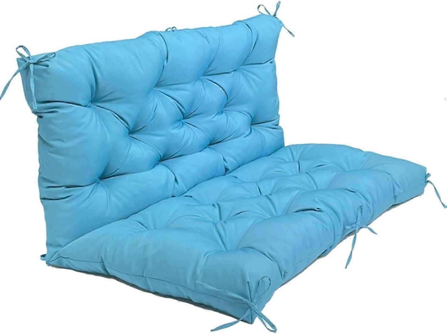 Waterproof 3Seater Swing Cushion with Backrest, Blue