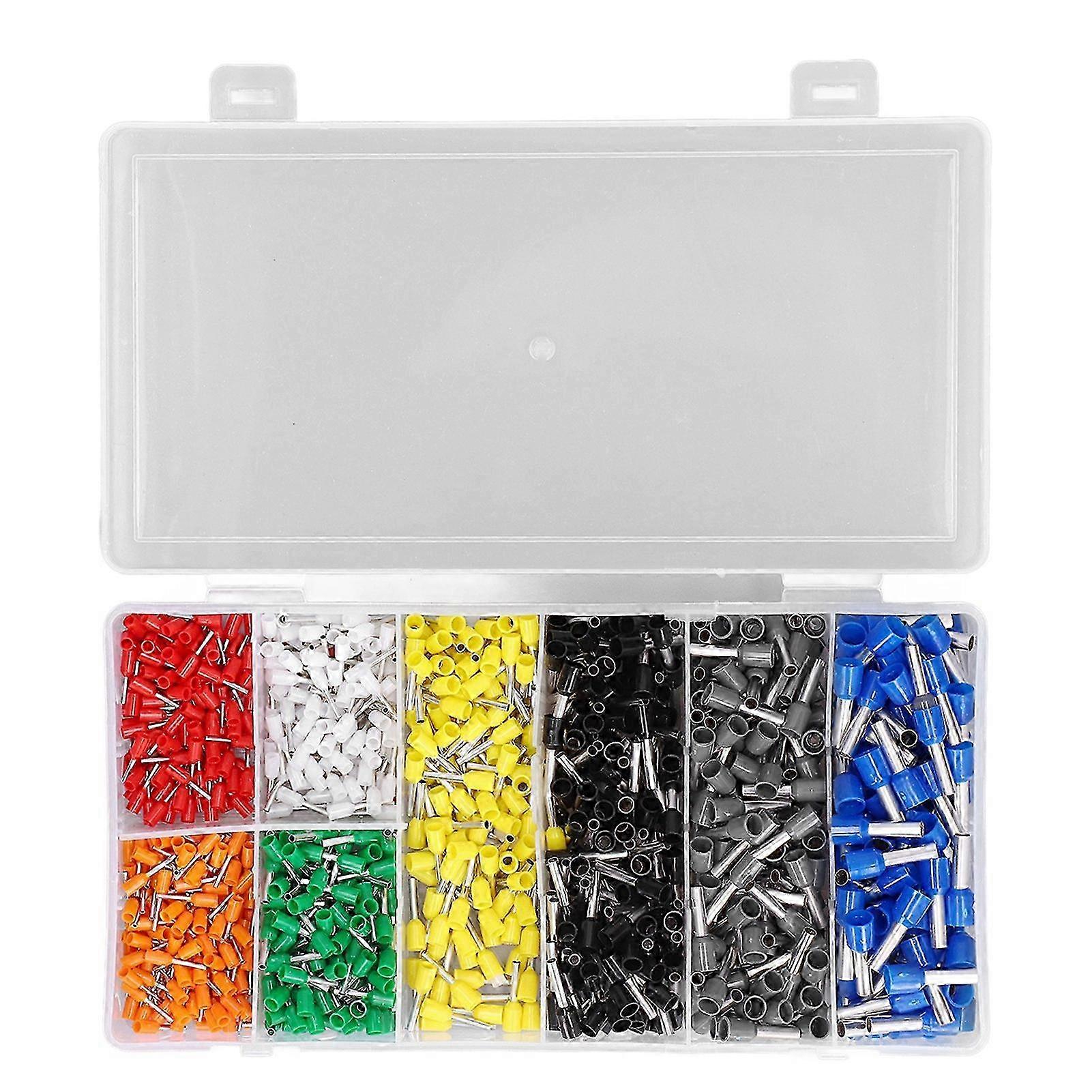 1000Pcs Wire Ferrules Terminals Kit Brass PP Ferrules Crimping Kits Pin Terminal