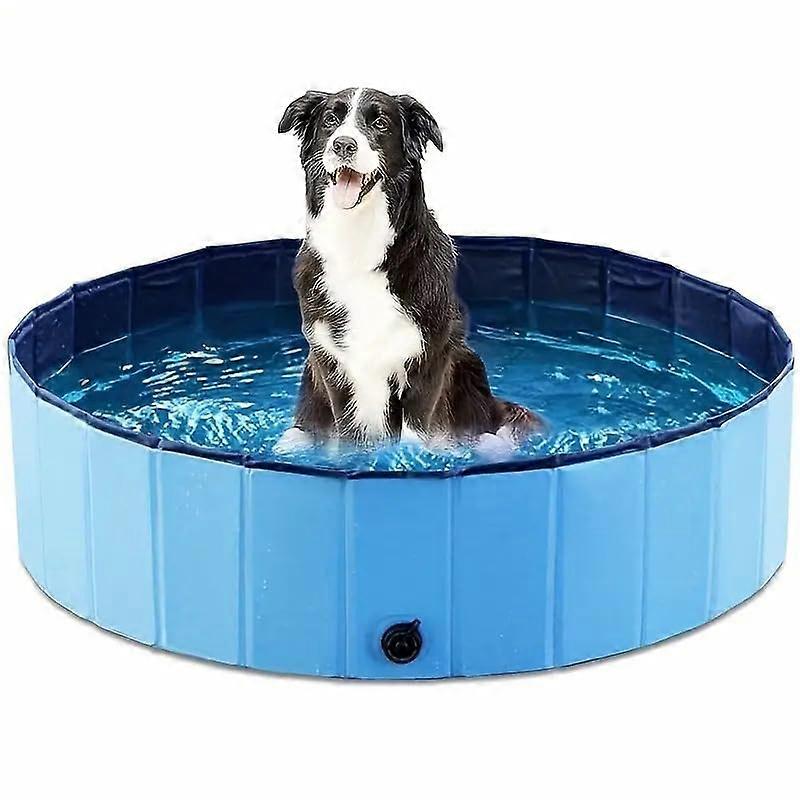 Foldipool Foldable Dog Pool with NonSlip Base and Drain Valve, 80 x 30 cm