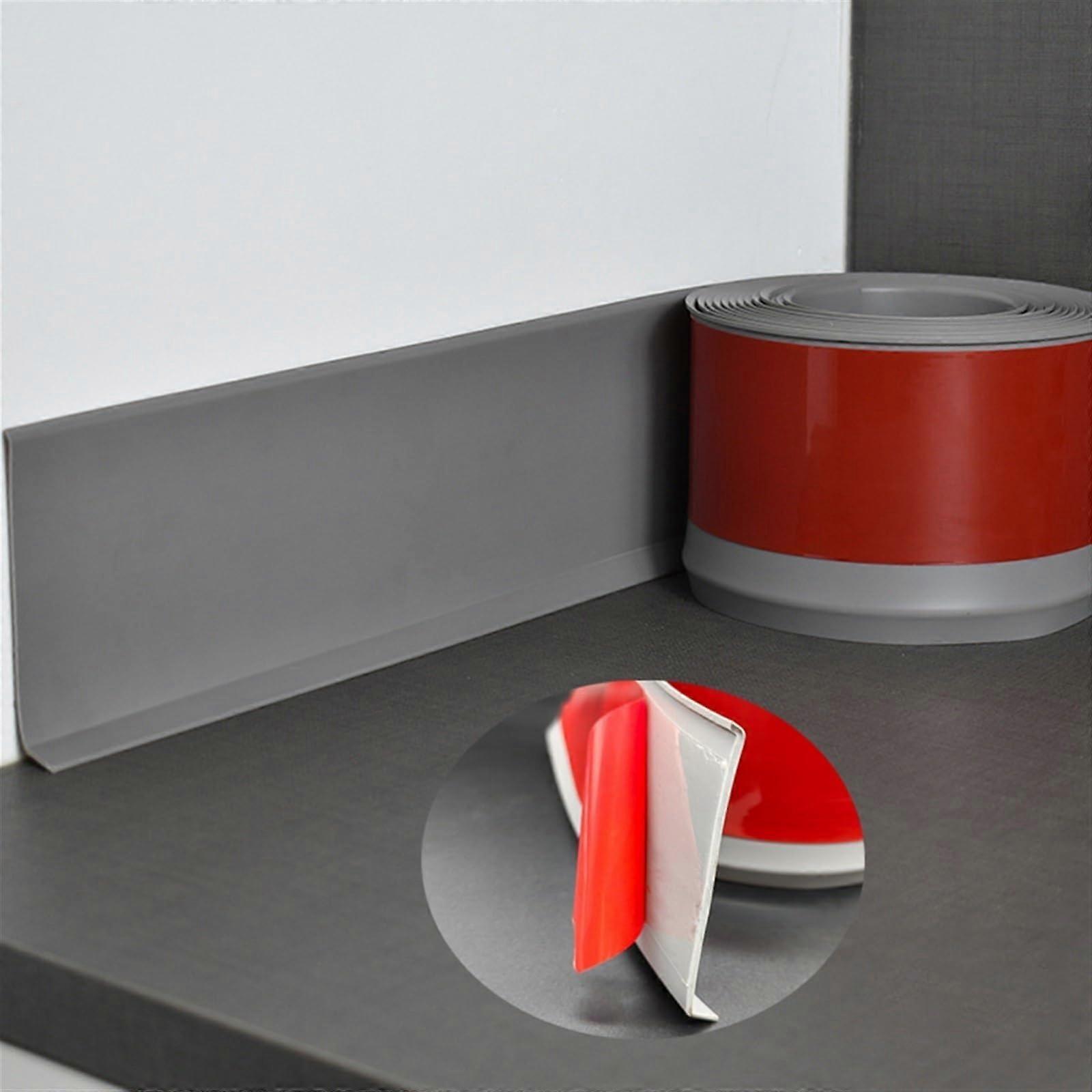 4inch flexible cove baseboard for wall, floor, corner (Color: Gray, Length: 8m)