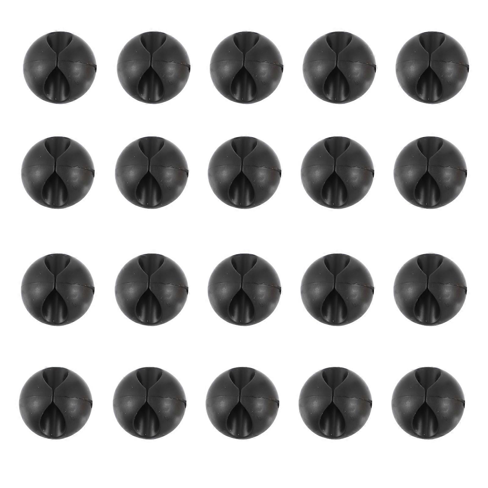 Adhesive Cable Clips for Home Black Rubber Wire Organizer with Strong Adhesive for PC Desktop 20pcs