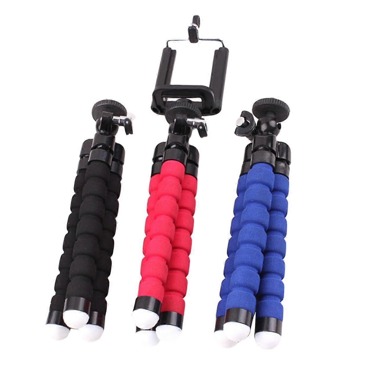3Piece Flexible Octopus Tripod for Smartphones, Lightweight Phone Stand with Full Flexibility for Travel, Black Red Blue