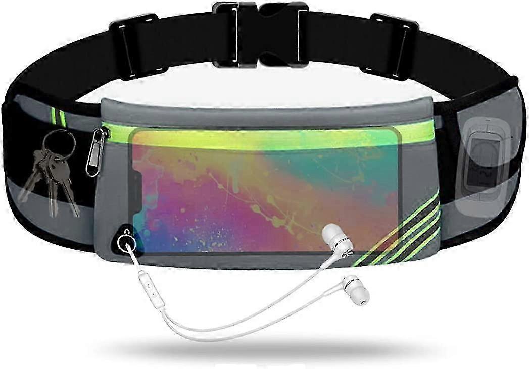 Slim Running Belt Fanny Pack,Waist Pack Bag for Hiking Cycling Workout,Reflective Runners Belt Jogging Pocket Belt Compatible with iPhone13,12 pro,Tra