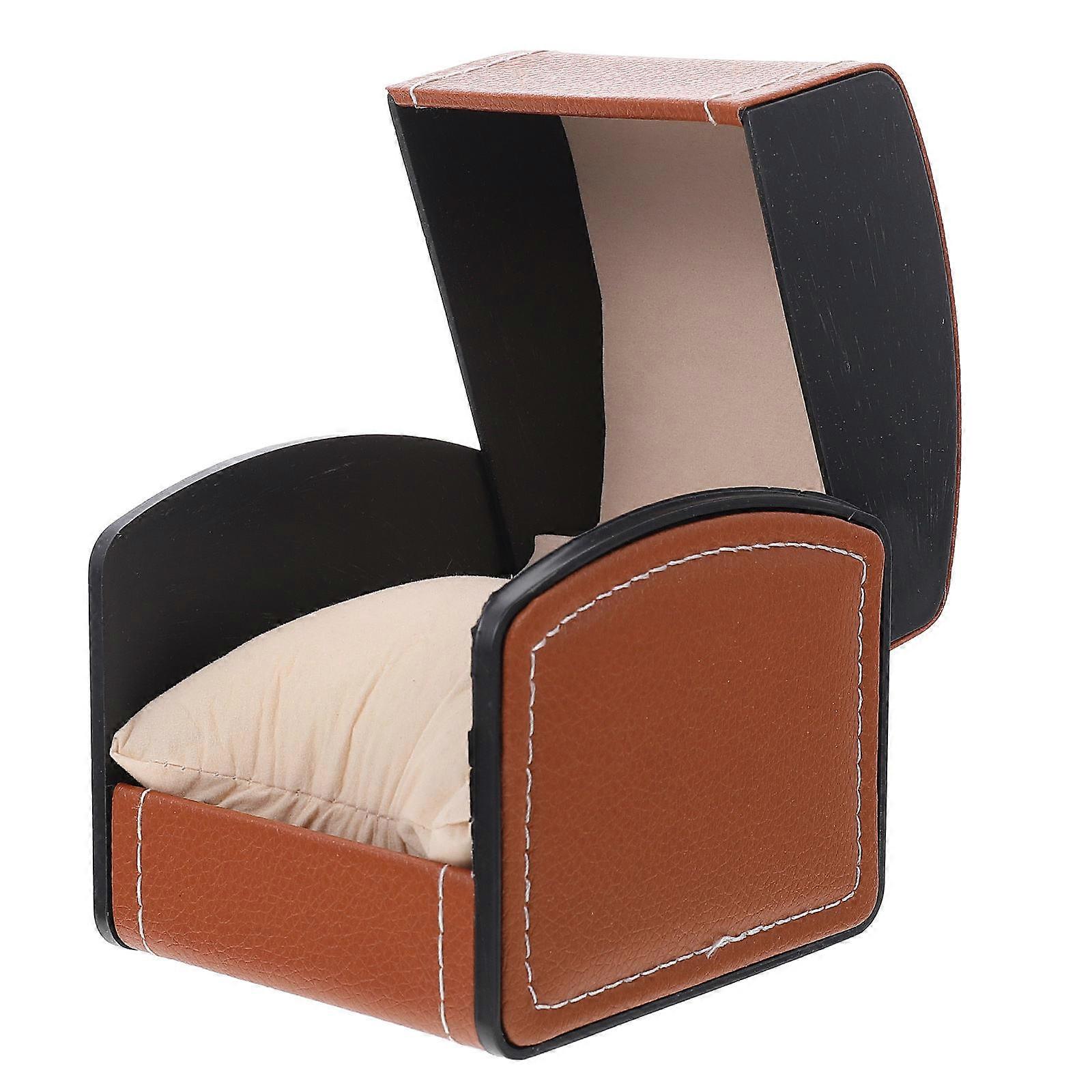 PU Watch Box Brown with Anti-Fall Watch Case for Storage