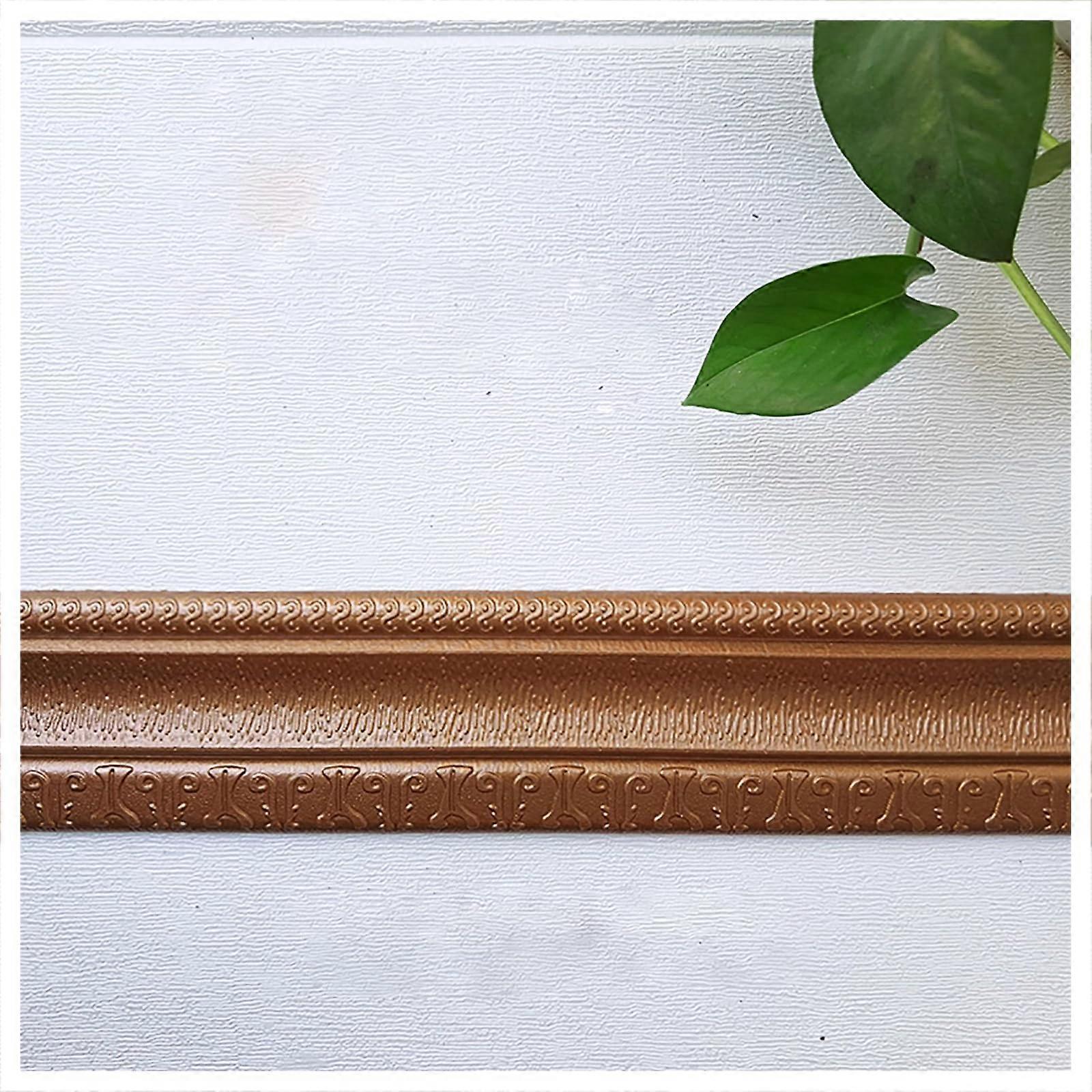 3D Skirting Board Sticker Self-Adhesive 2.30m Long 8cm Wide Decorative Wall Strip for Ceiling Borders in Brass Finish