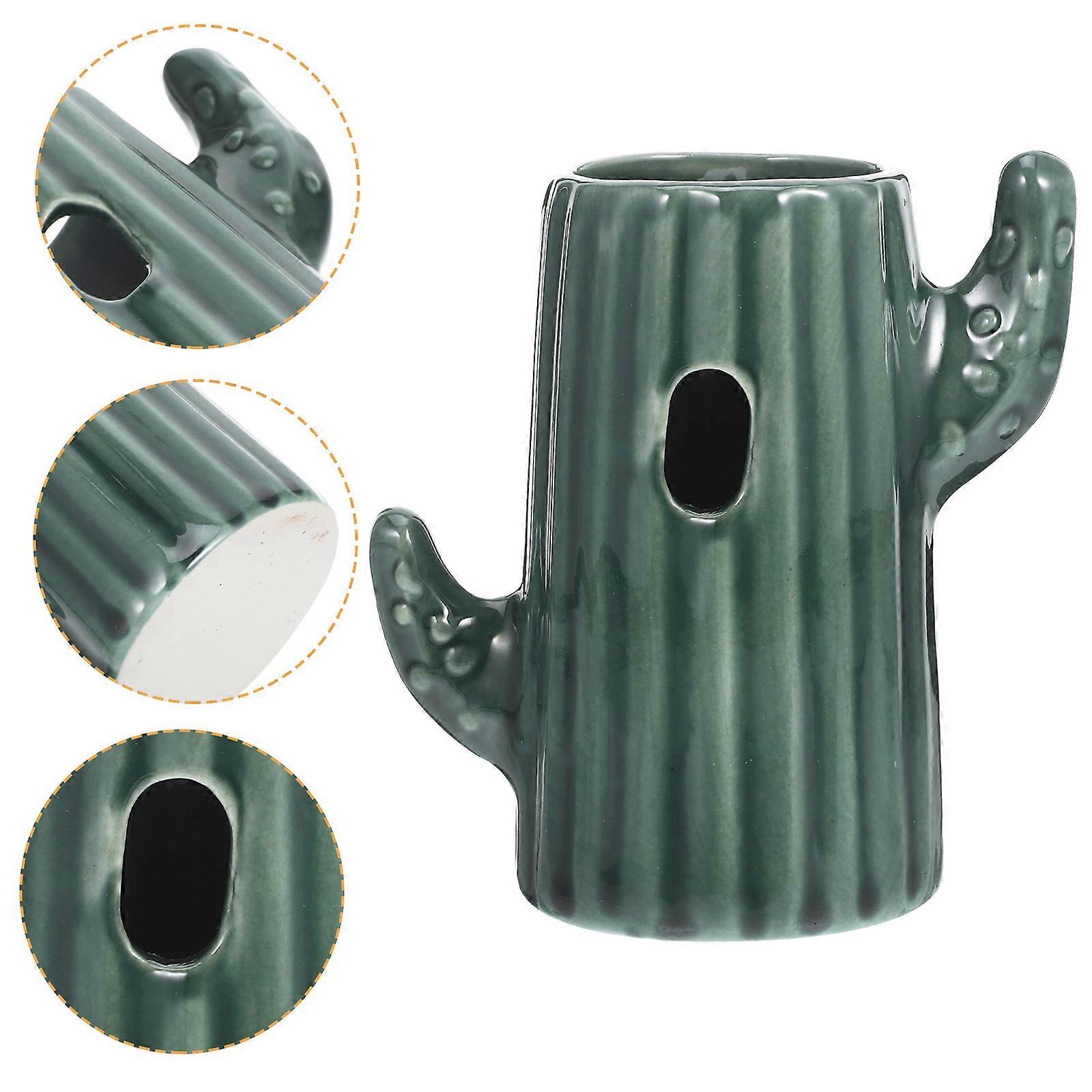 Cactus Ceramic Hamster Water Bottle Holder Stand Stable Dispenser Rack for Small Pets Durable and Safe Design for Gerbils Mice and Dwarf Hamsters