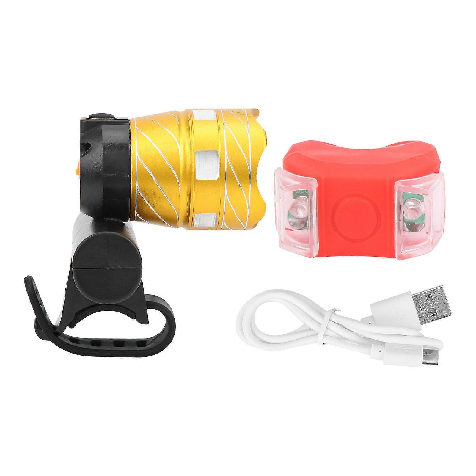Bicycle USB Charging Frontlight Bike Warning Taillight Set Torch Cycling AccessoryYMQX)