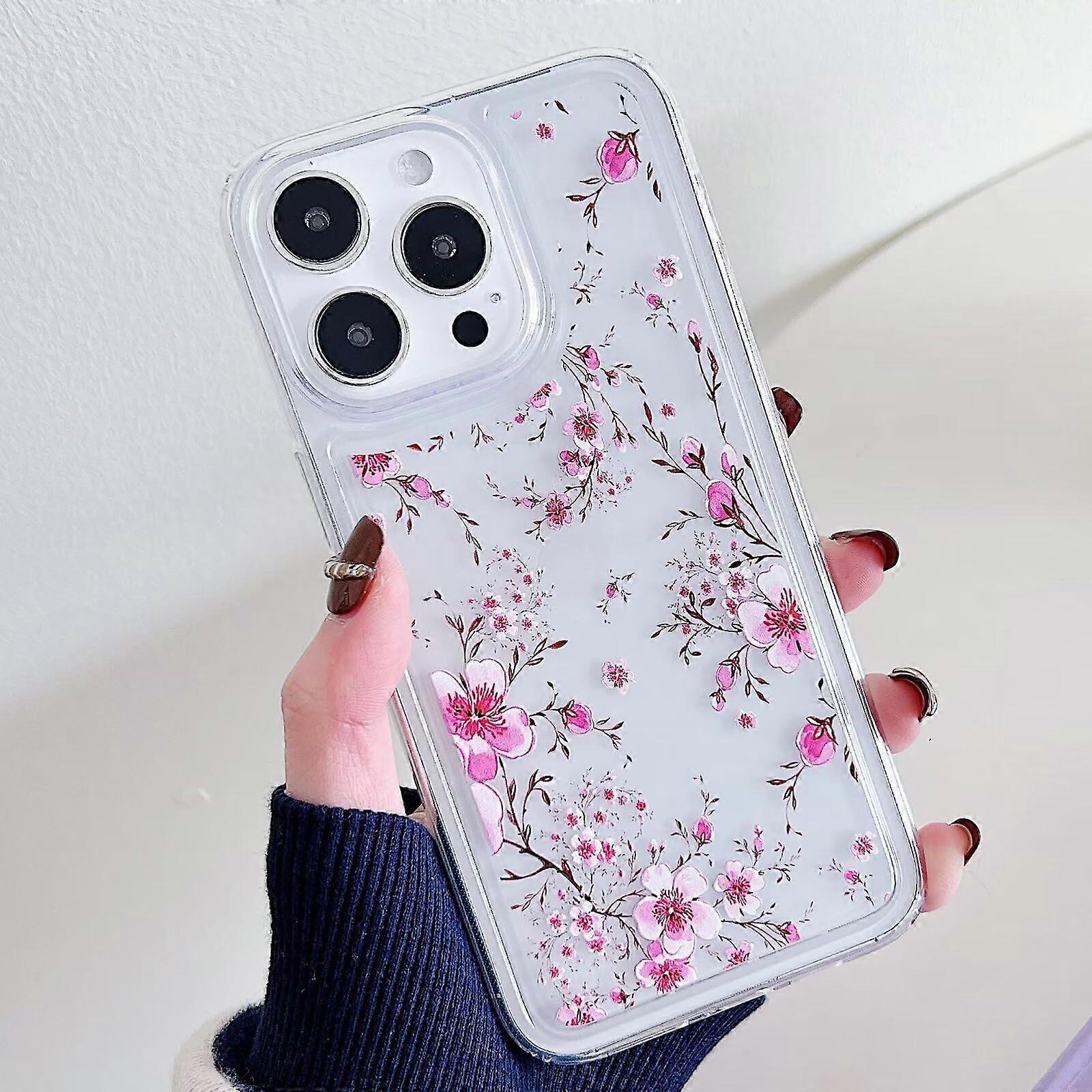 Transparent Silicone Case for iPhone 12, Lightweight Soft Shockproof Cover with Colorful Flower Design