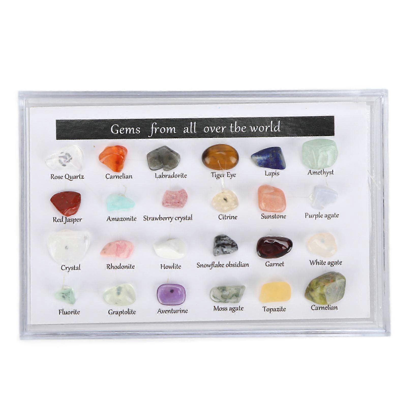 24 Kinds Crystal Gemstones Chakra Stone Healing Crystal Stone Kit with Box for Collector