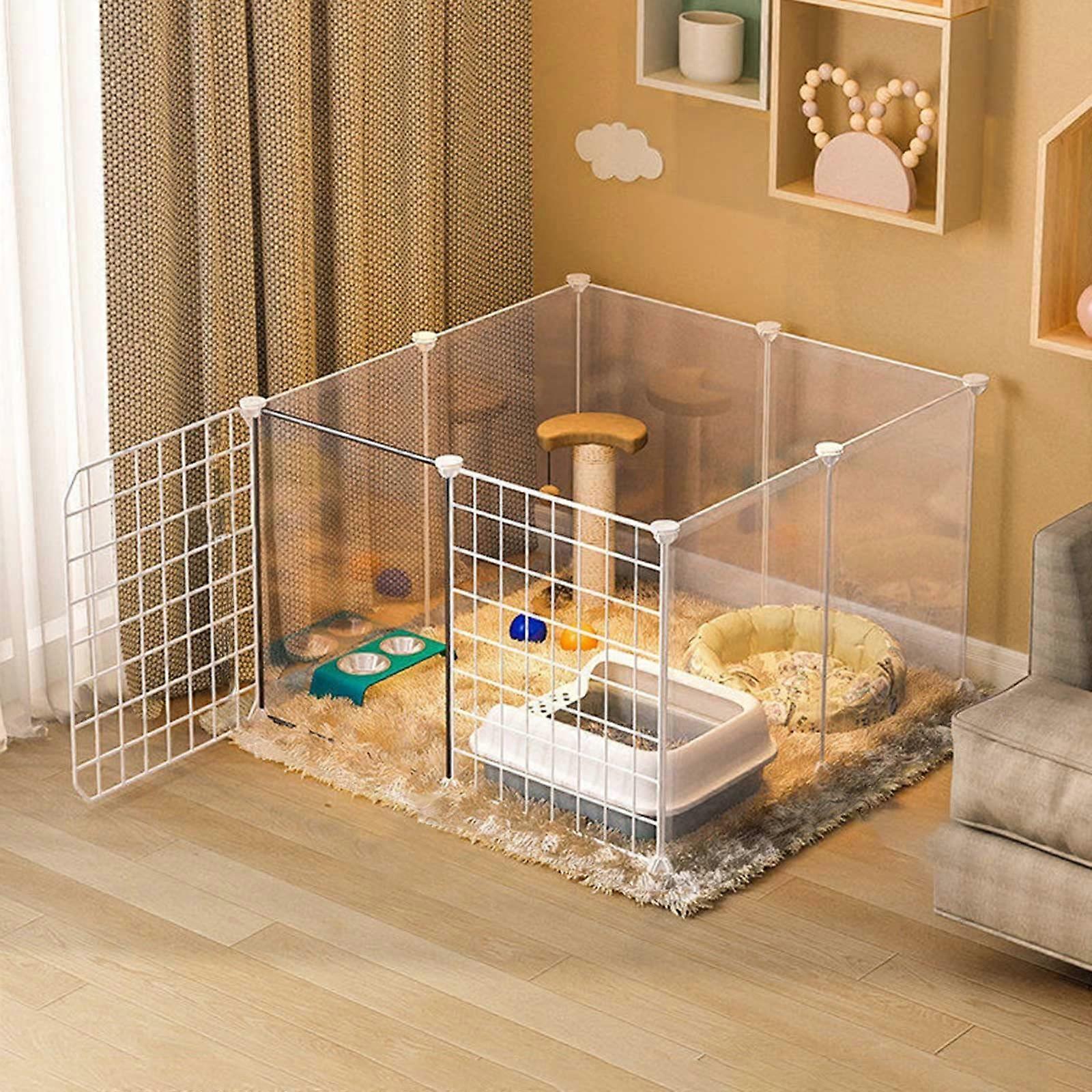 Cat cages, cat playpen, pet playpen with door, cage for small animals, portable yard fence – Onecolor 75x75x47cm