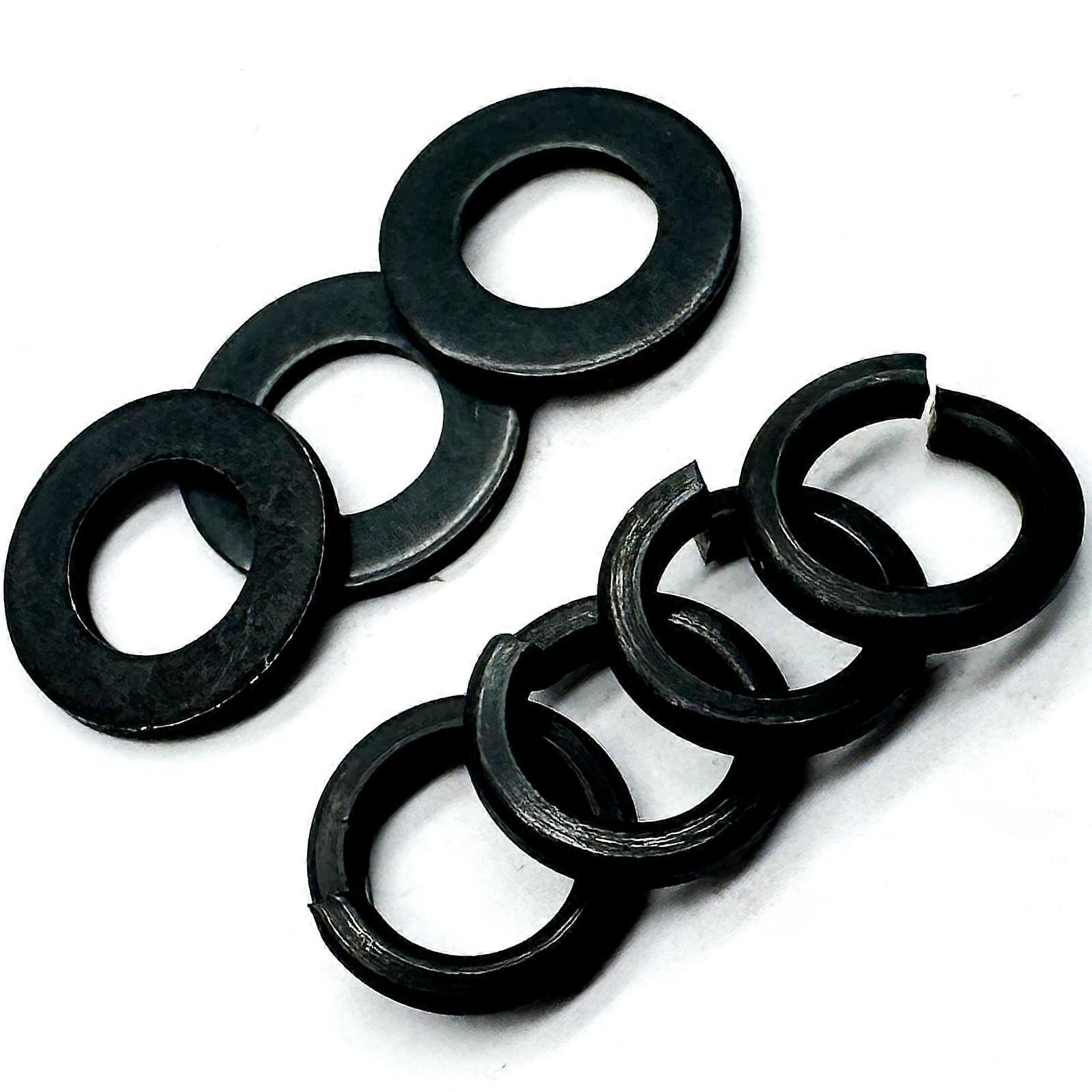 Pack of 100 M8 Steel Fasteners with 50 Black Oxide Washers and 50 Split Lock Washers for Metric Applications