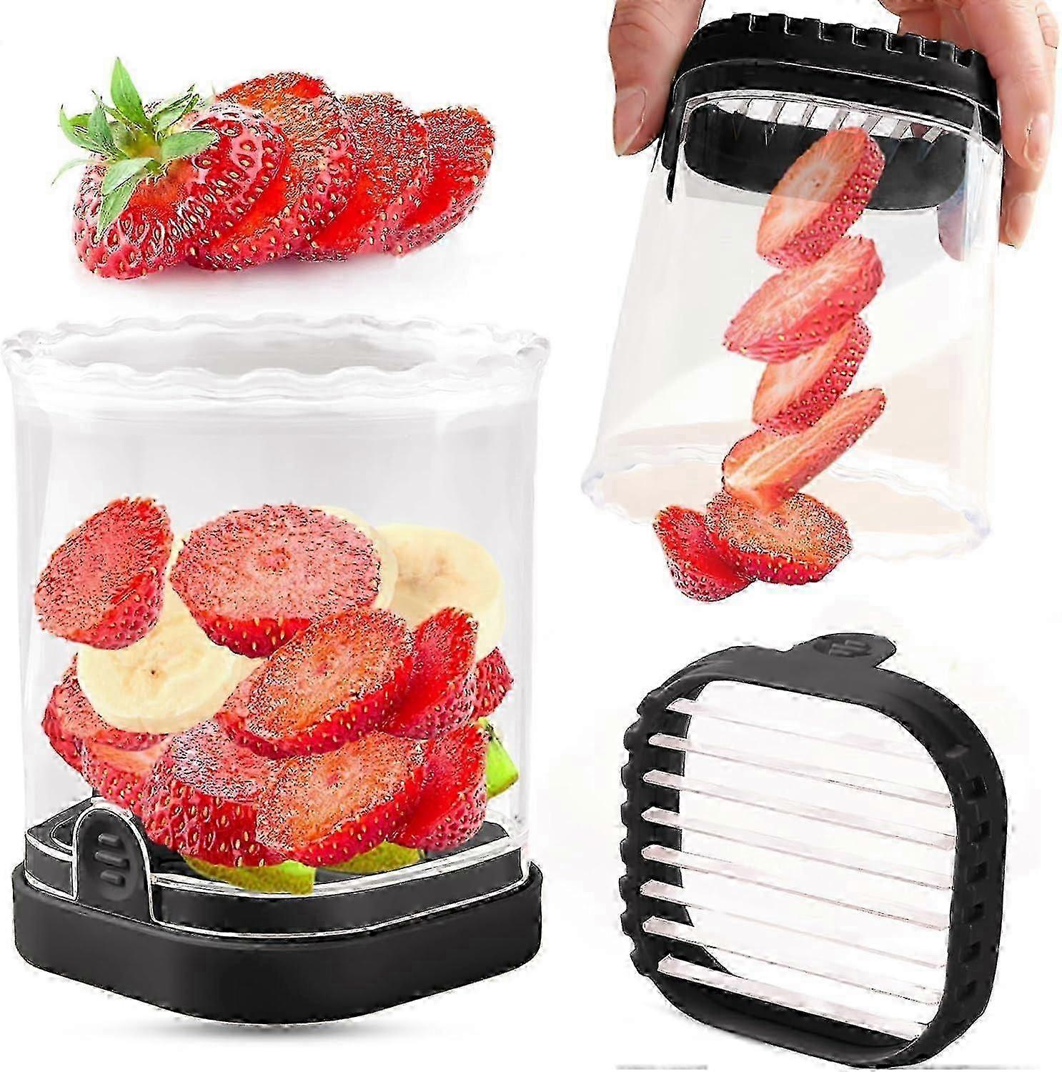 2025 Fruit Slicer Cup, Strawberry Slicer, Banana Slicer, Grape Cutter, Egg Slicer, Detachable Fruit Cutter Slicer with Push Plate