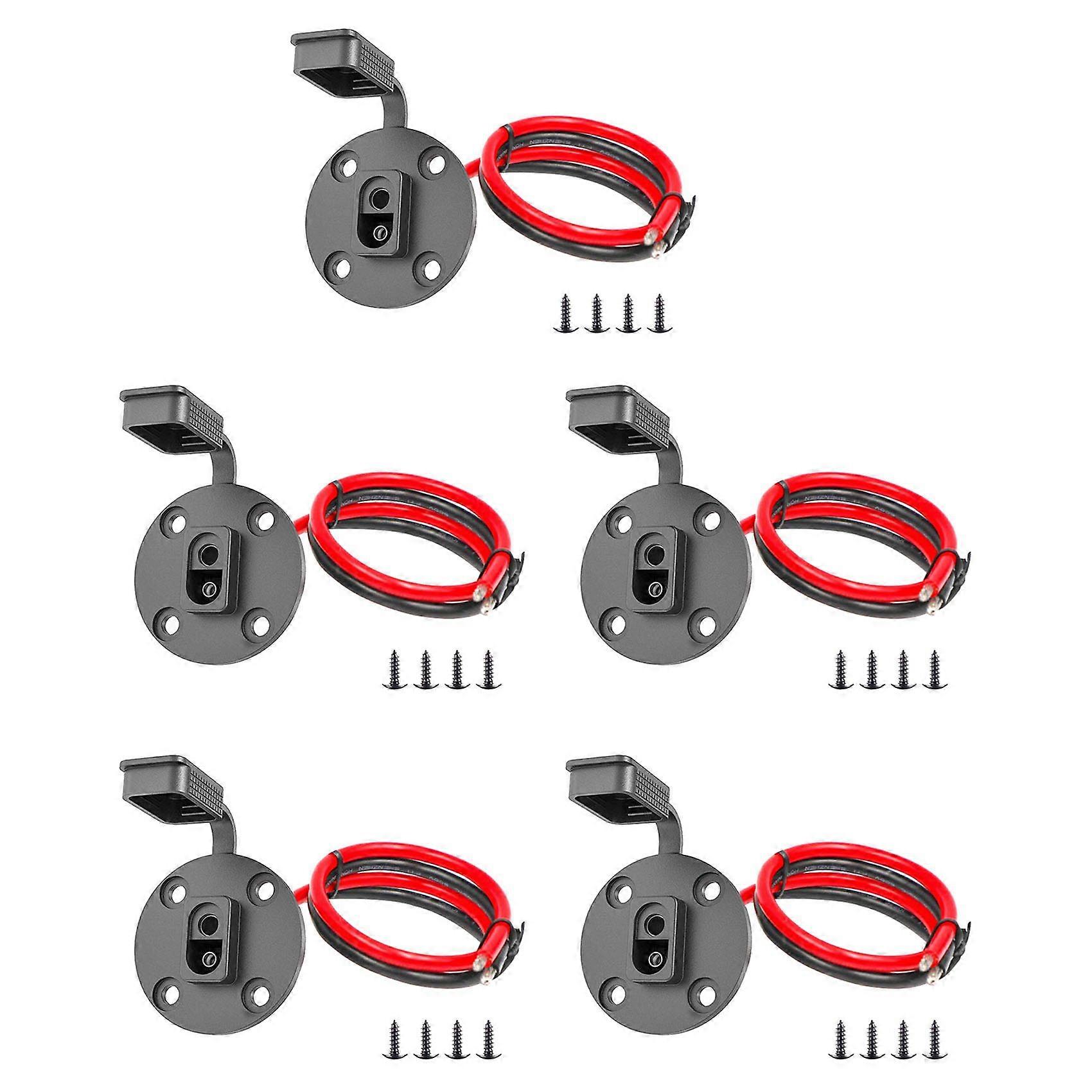 SAE Connector,Solar Weatherproof SAE Socket Sidewall Port, SAE Cable Quick Connect Panel Mount Universal (5 Pack)