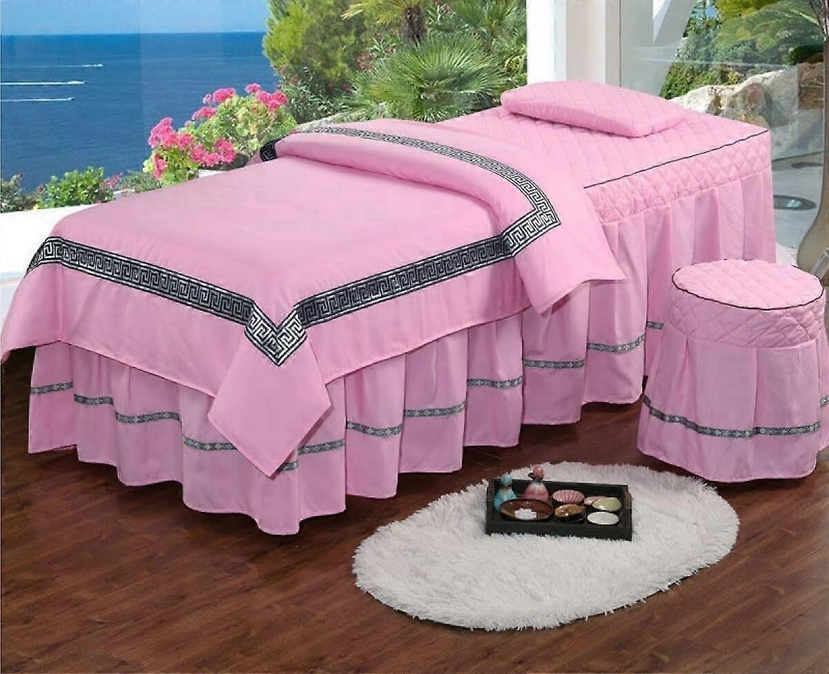 Massage table sheets, cover, bed cover, 4piece set, soft, pink (60*180cm)