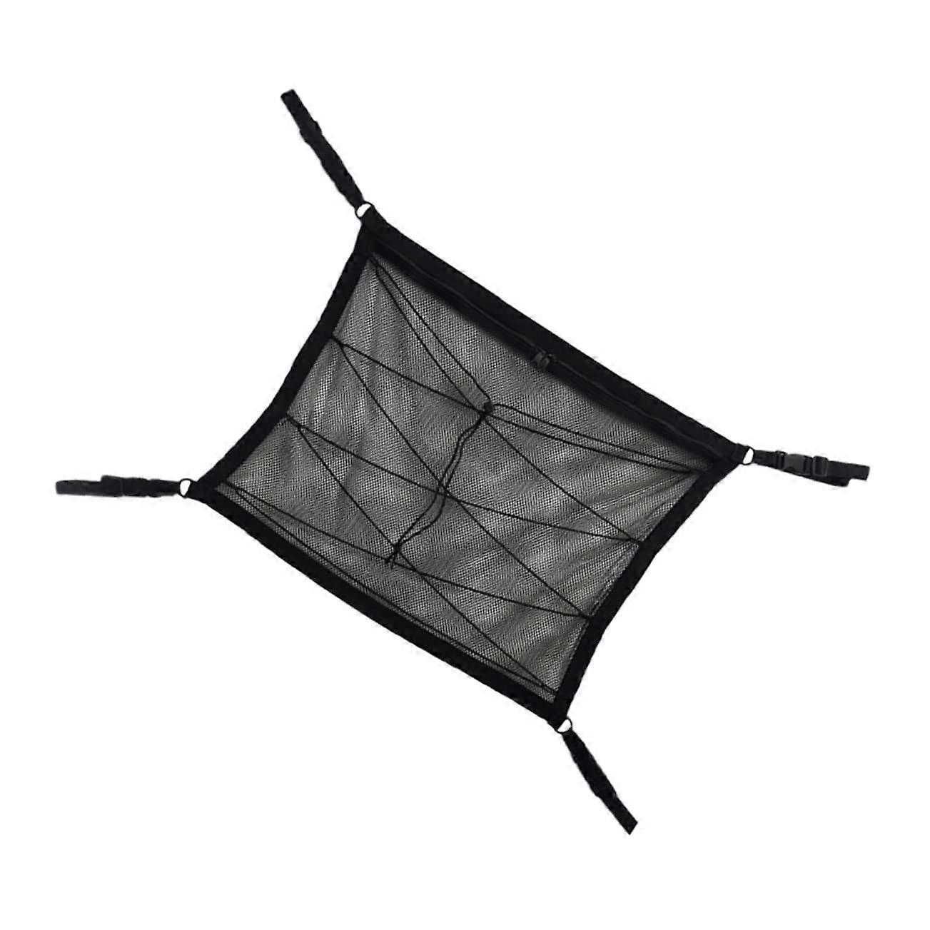 Car Ceiling Storage Cargo Net Breathable Mesh Organizer for Travel Black Double Zipper