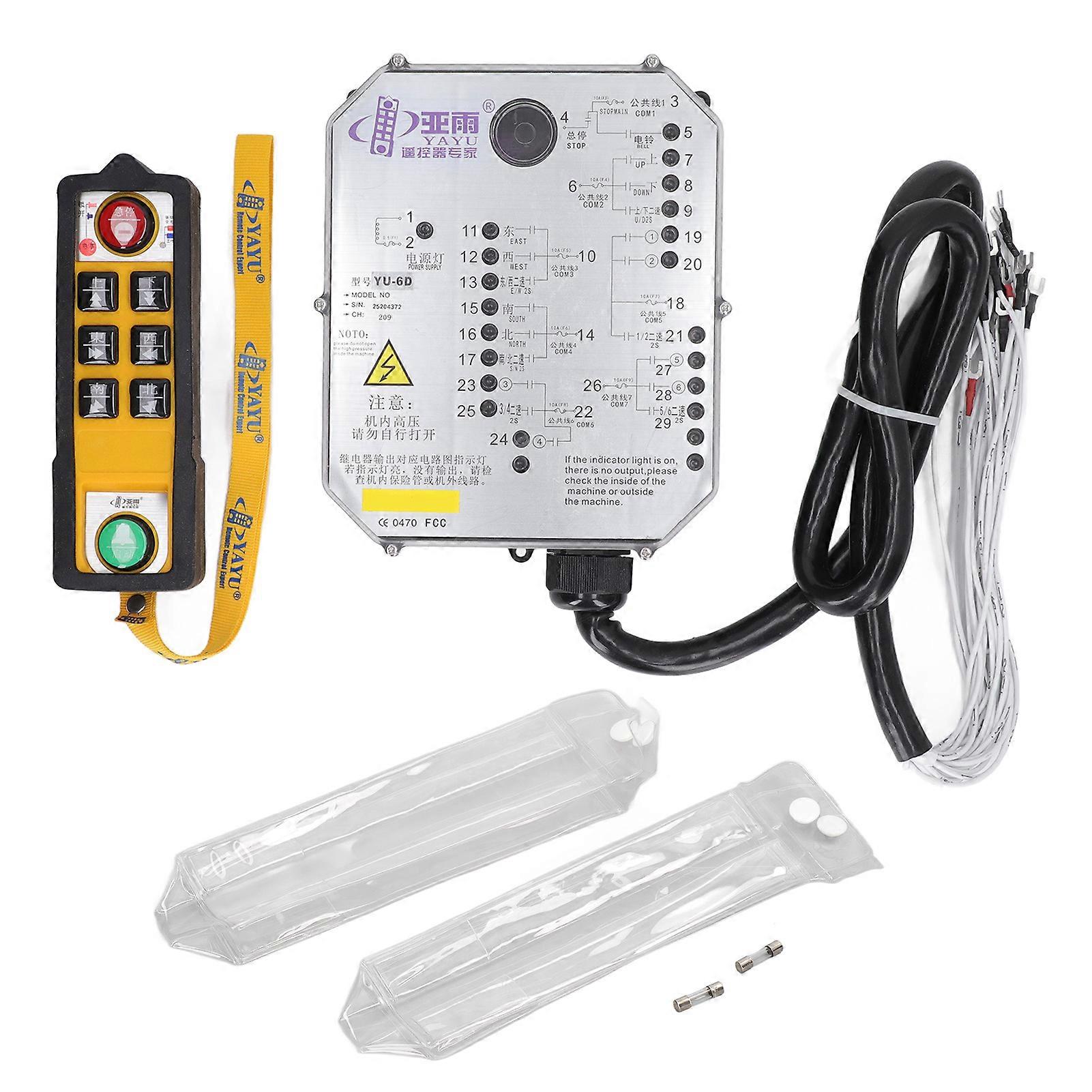Single Handle Industrial Crane Remote Control Electric Hoist Controller Receiver Set with LED Light AC 24V