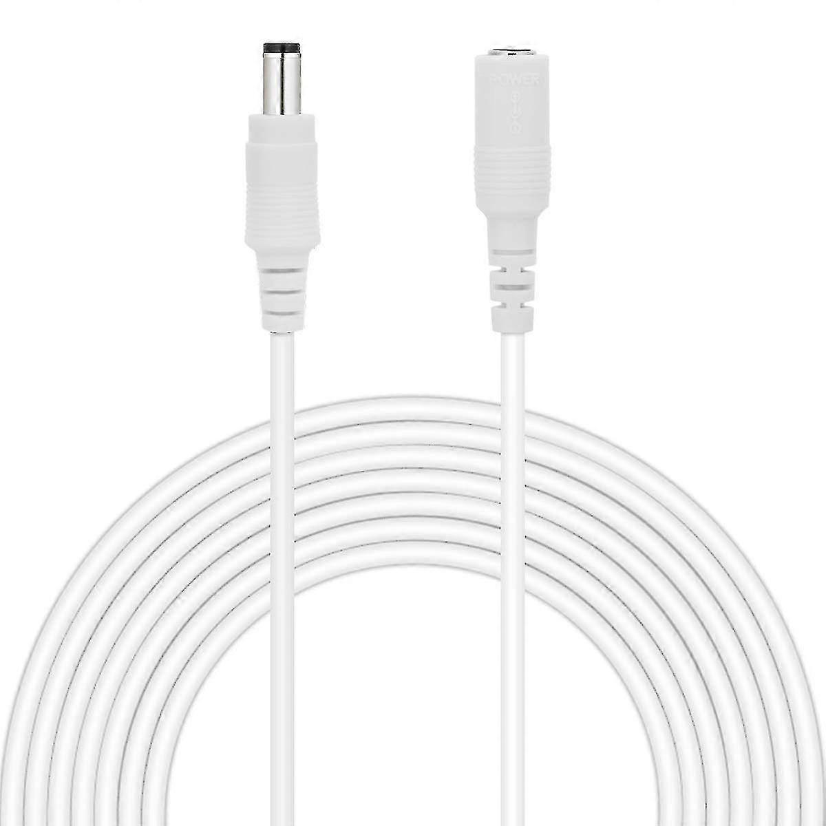 5M White 12V Male Power Extension Cord for CCTV Camera - Durable Wire for Enhanced Connectivity and Security Systems