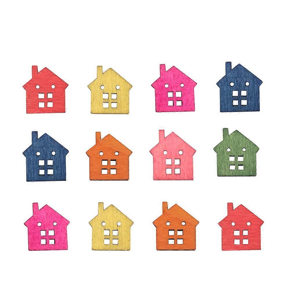 Wooden Buttons for DIY Crafts and Sewing Projects Assorted Color Cute Cartoon Designs Durability 50 Pieces Mixed Style