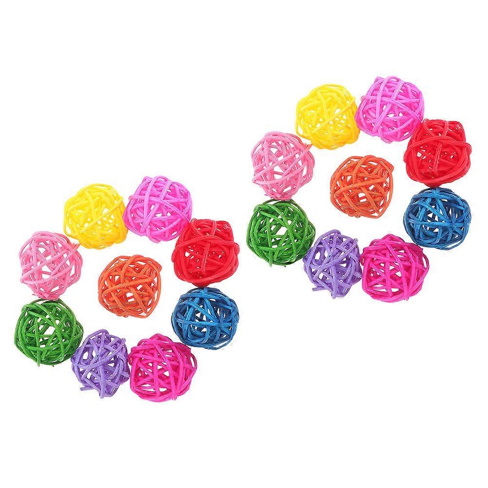 Rattan Balls for Small Pets and Birds 20 Pcs Assorted Color Chewing Toys for Cage Entertainment and
