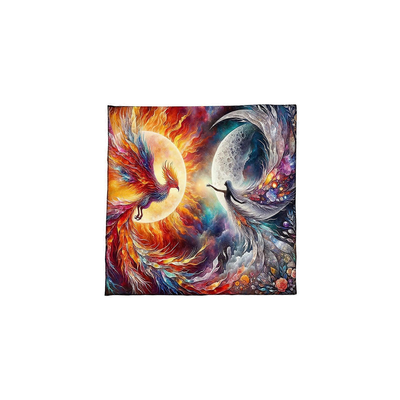Tarots Nappe Autels Nappe Phénix Déesse Astrologie Nappe Divinations Carte Tissu Tapisserie Décoration murale 50x50cm