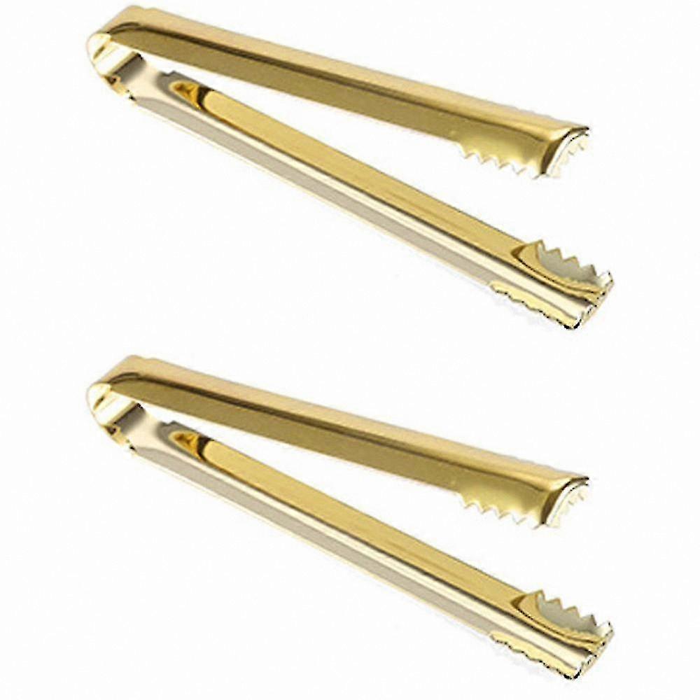 Stainless Steel Ice Grabber with Sharp Teeth for Easy Handling of Ice Cubes and Sugar Blocks Golden Tone
