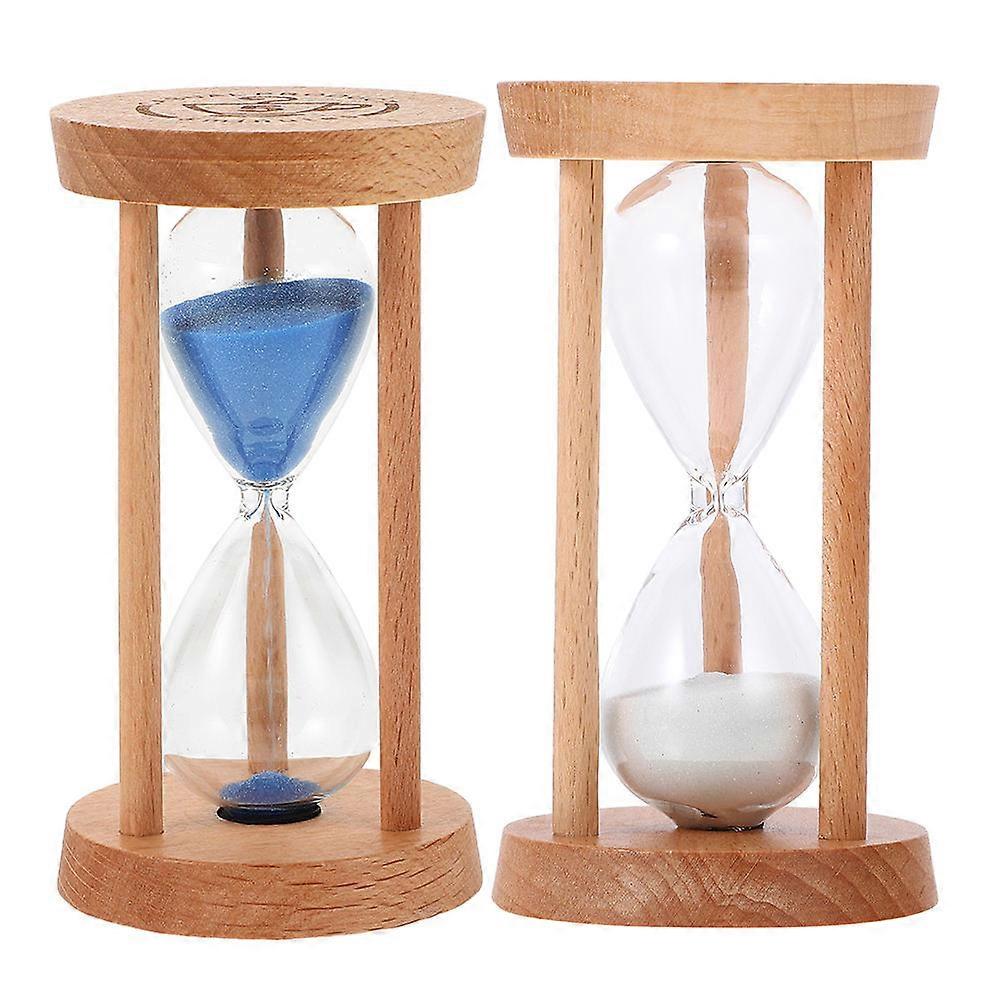 Creative 2 Pack Sand Timers Hourglass – Wooden & Glass Design for Home, Classroom & Kitchen Use – Multi Functional Timekeeping Decor