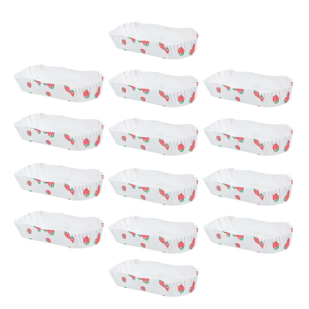 Paper Baking Cases Heat-Resistant Cake Paper Tray Strawberry Style Picnic Camping Use 200Pcs
