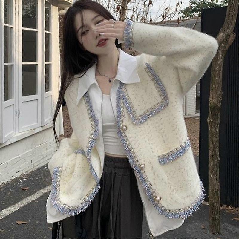 French cardigan feeling foreign small fragrance soft and glutinous knit cardigan women spring and autumn unique female coat top
