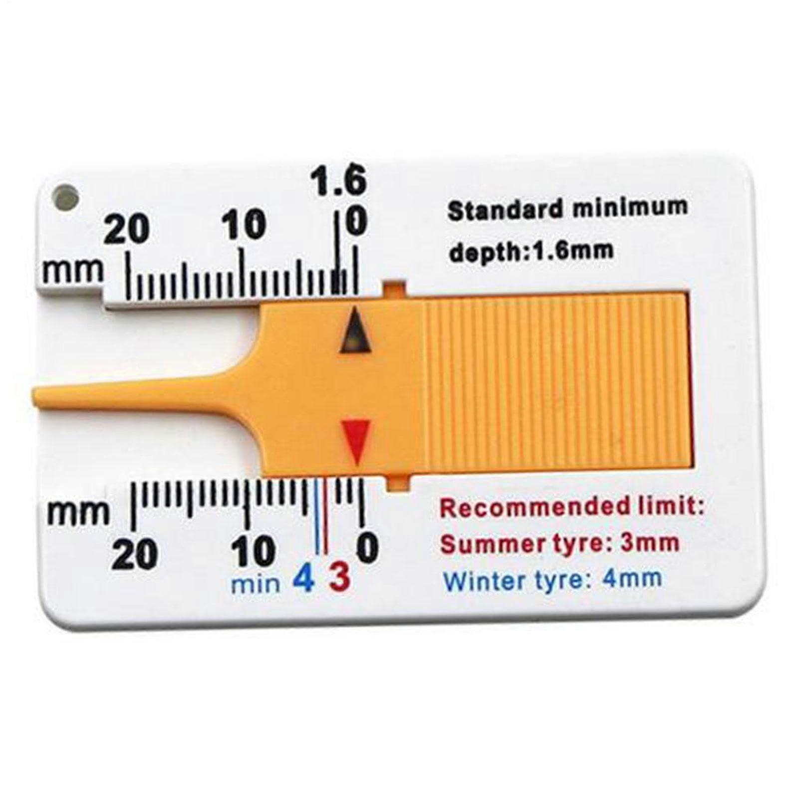 Tyre Tread Depth Gauge with Key Ring, Vernier Depth Caliper, Yellow