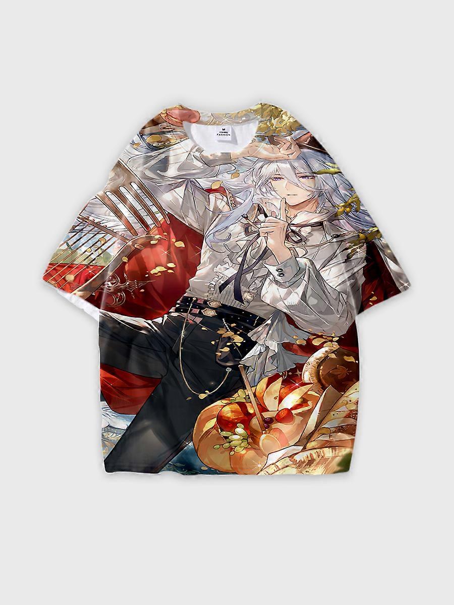 T-shirt round neck Animation Character Pattern loose short sleeve E3502