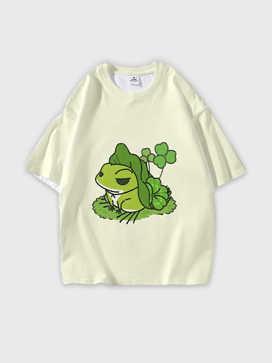 T-shirt girocollo Cartoon Pattern manica corta sciolta P2549