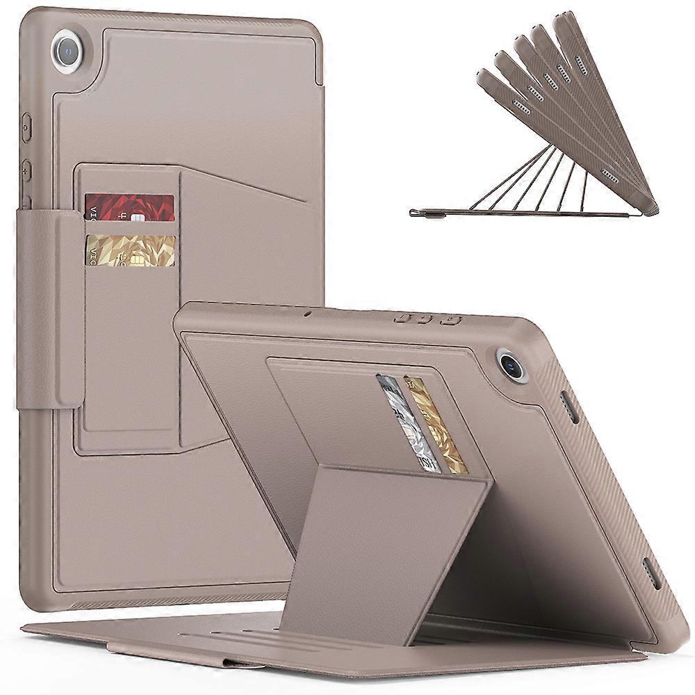 TKdaddy Samsung Galaxy Tab A9+ SM-X210 X216 X218 Ayaklık Kılıf Kart Yuvası Tablet Deri Kapak Gül Altın