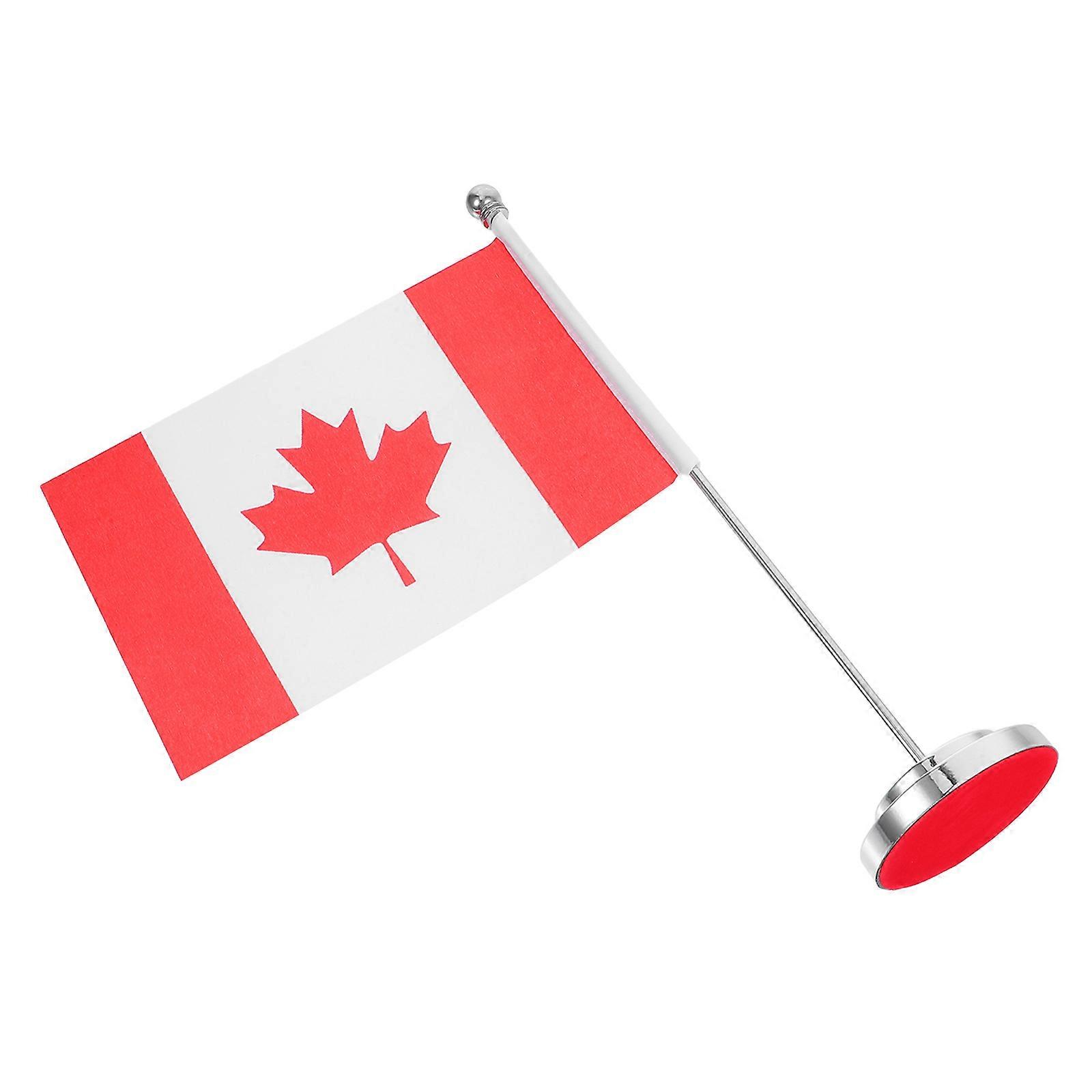 Office Desk Flag Mini Canada National Day Accessories Rectangular Style Iron Stand 1Set