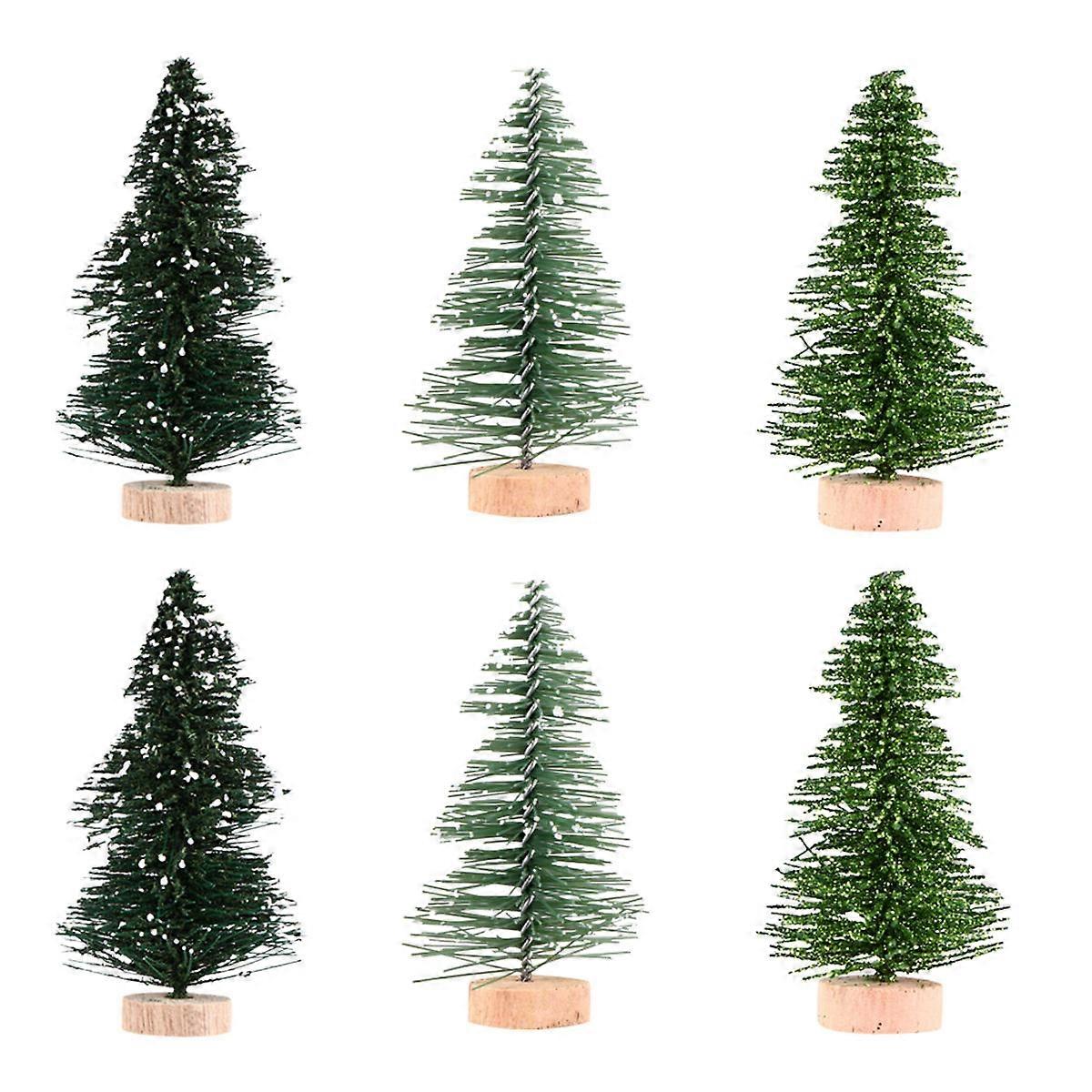 12pcs Pine Tree Emulation Decorations with Bases – DIY Tabletop Micro Landscape Trees for Festive Room and Desktop Decoration