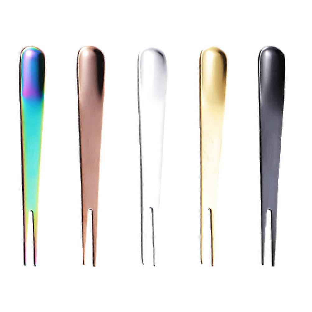 Stainless Steel Fork For Dessert Picking 5PCS Simple Design Assorted Color Two-Pronged Forks For Home Use Various Occasions