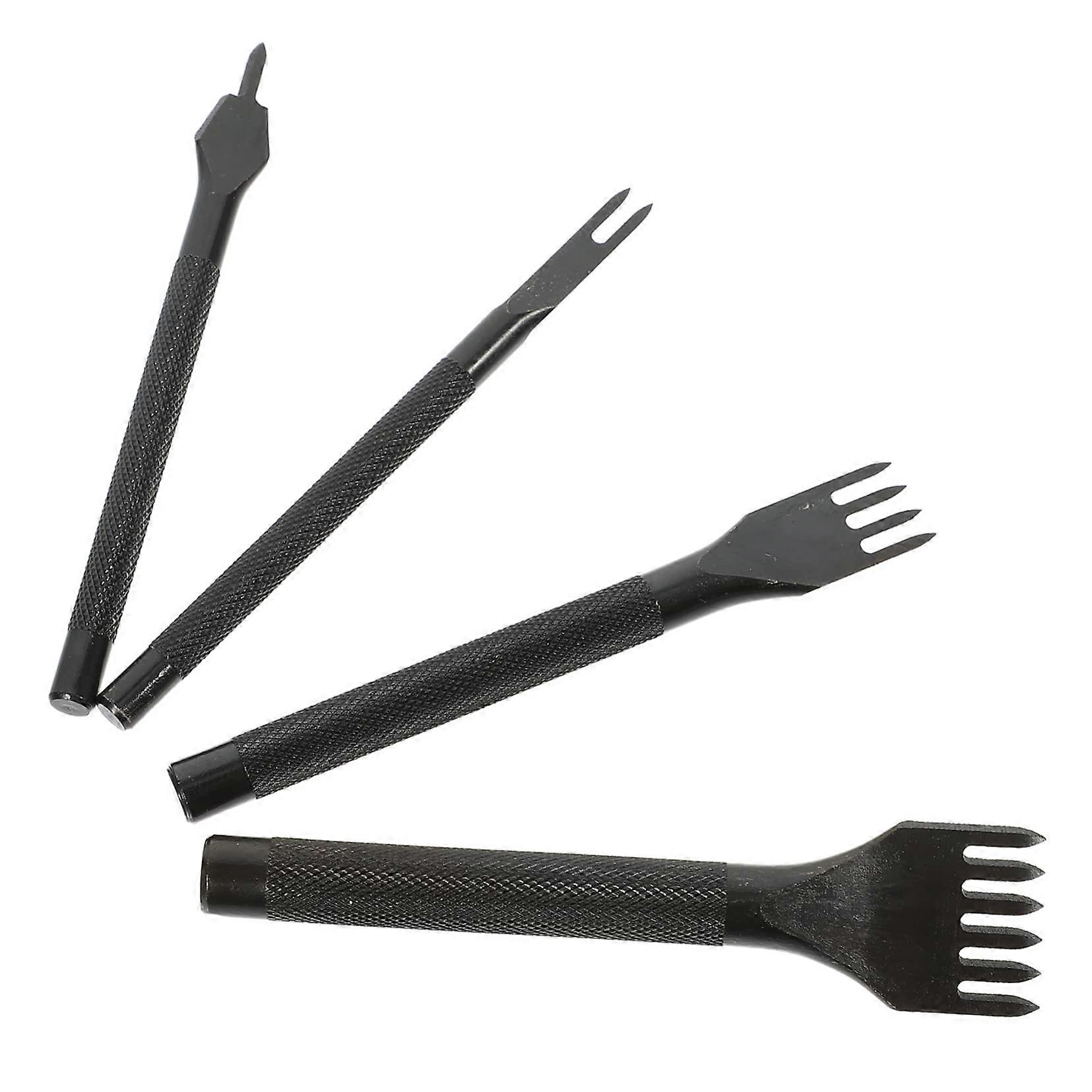 4-Piece Round Hole Punch Set, Black Carbon Steel Craft Tool, Hollow Punch Tool for DIY Projects